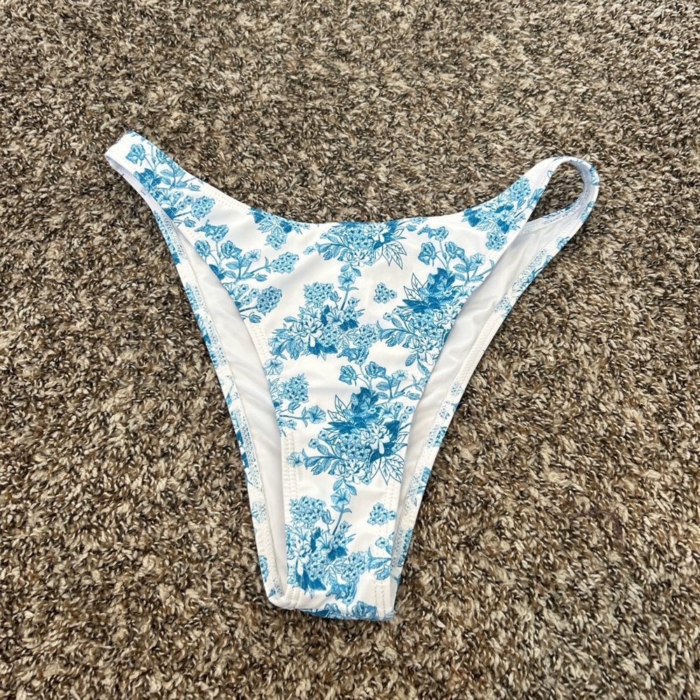 Floral Blue and White Bikini Bottom